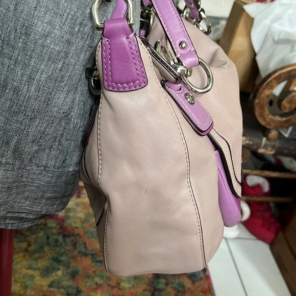 Coach  Kristin satchel  shoulder/Crossbody bag  color block Pearl Violet/ purple - Picture 6 of 17